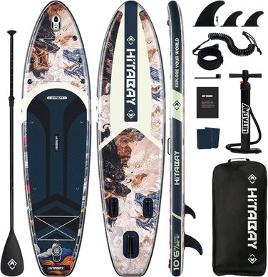 Надувний SUP Борд для дорослих з аксесуарами та кріпленням для камери, 320x81x15см, 10'6', вантажопідйомність 150кг, чорний