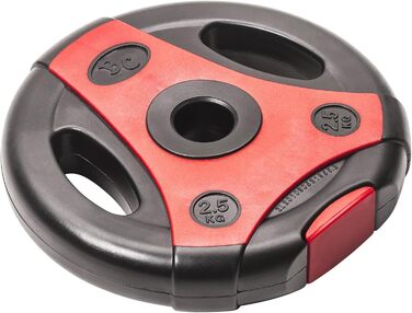 Диски для штанги Bad Company K-Grip з ручками, пластикове покриття, 30/31 мм, 2,5-10 кг (пара) або набір 7,5-30 кг