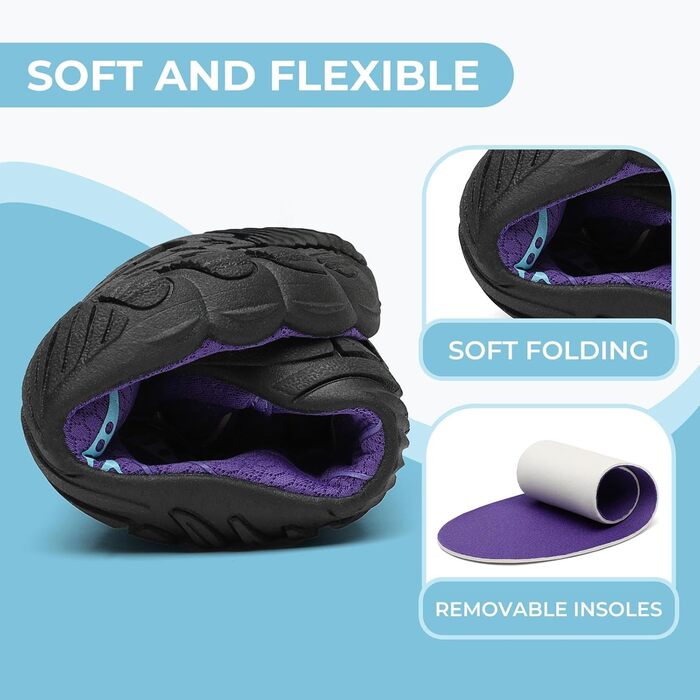 Шкарпетки-сланці для плавання Mishansha, дихаючі сітчасті аквашузи літні, швидко сохнуть, розмір 36-46, фіолетовий