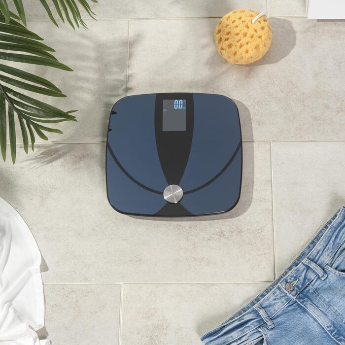 Електронна вага Salter для аналізу складу тіла – розумна вага з мультидисплеєм, 180 кг, 17 показників тіла (вага, жир, вода, м'язи, кістки, BMI, BMR), чорний колір
