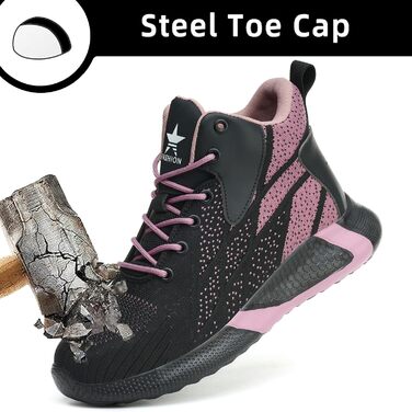 Легкі захисні черевики для чоловіків та жінок. Робочі черевики з металевим носком. Дихаючі, неслизькі, з металевим носком. Розміри 35-48 EU (37 EU, фіолетовий)