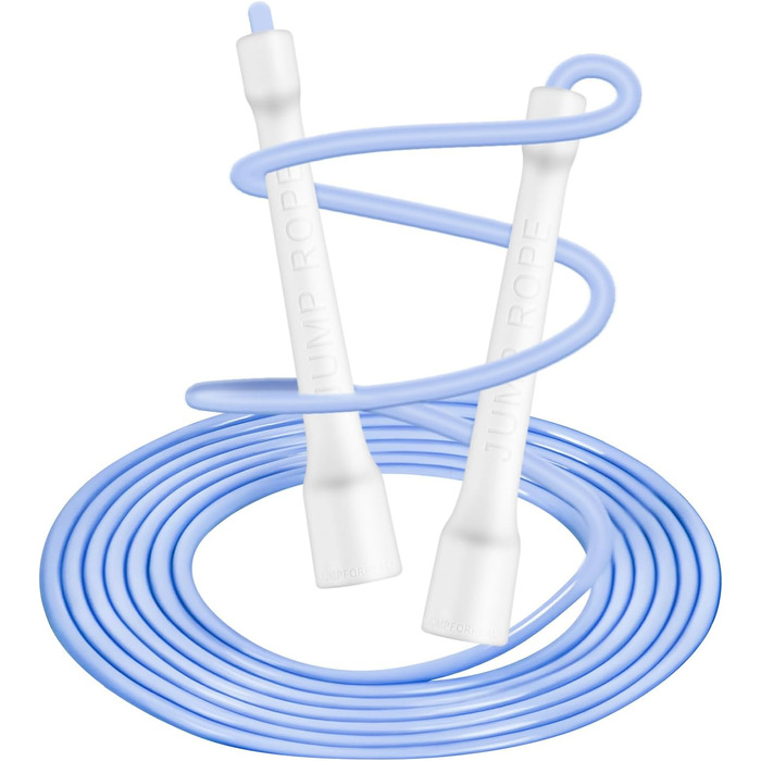 Стрибкове канат iMoebel Springseil Fitness 6 мм*3 м, ПВХ, регульований, з ABS-ручкою, для дітей та дорослих, бокс, схуднення, кросфіт (біло-блакитний)