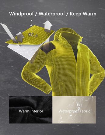 Чоловіча лижна куртка Warm Winter Schnee Mantel - Водонепроникна вітрозахисна куртка для сноубордингу, хайкінгу та подорожей, хакі L