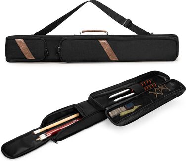 Чохол для більярдного кия: для 1 обідка та 1 кия, з ручкою та регульованим плечовим ременем, з кишенею для аксесуарів, чорний