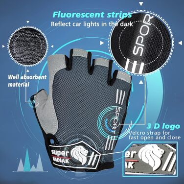 Велосипедні рукавички літнього сезону, напівпальцеві, для жінок та чоловіків, MTB/BMX, фітнес, чорний/сірий (XL)