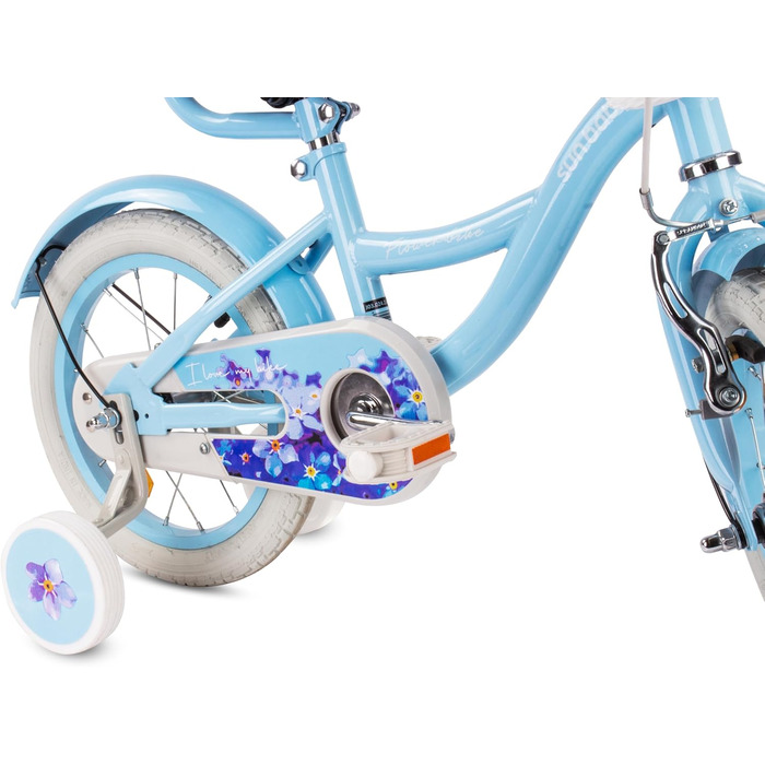 Дитяче велосипед Sun Baby Flower Bike для дівчаток, 16 дюймів, знімний ручка-штовхач, 2-6 років (Блакитний)