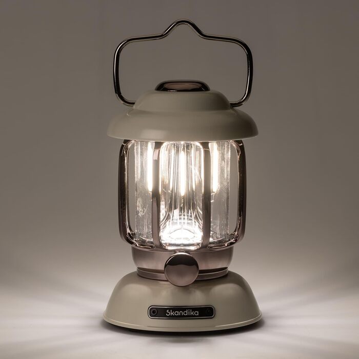 Кемпінговий ліхтар Skandika Forsol LED Retro стиль | Акумулятор 4400mAh, регулювання яскравості, для кемпінгу, саду, декору, походів, зелений