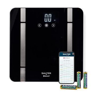 Ваги для ваги Salter SA00432FEU6 Bluetooth, максимальна вага 200 кг, 8 користувачів, підключення до Salter Health App, чорний