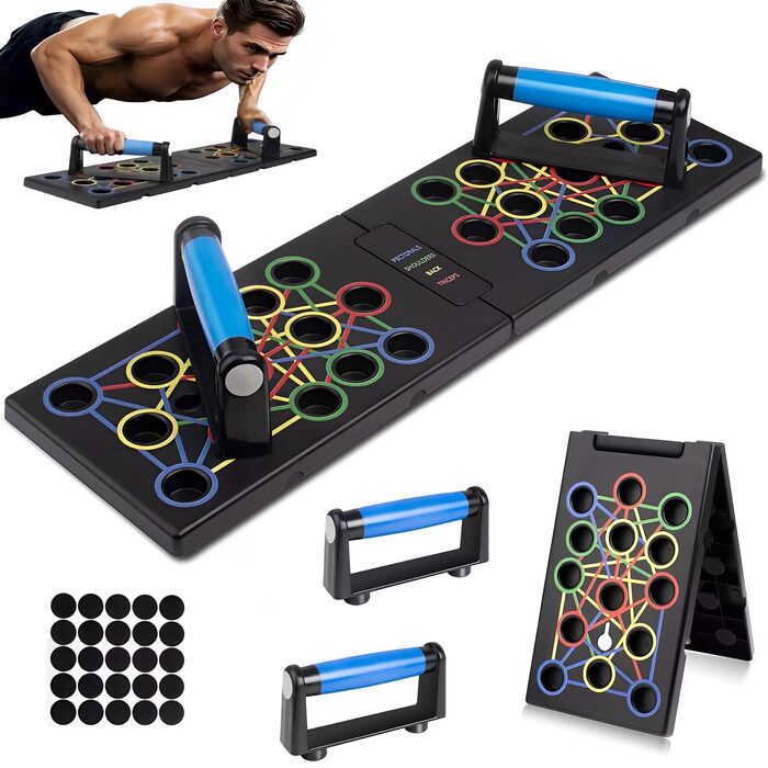 Складне тренажер для віджимань 24 в 1: дошка для віджимань, багатофункціональний фітнес, тренування всього тіла, ефективні ручки для віджимань, нарощування м'язів вдома