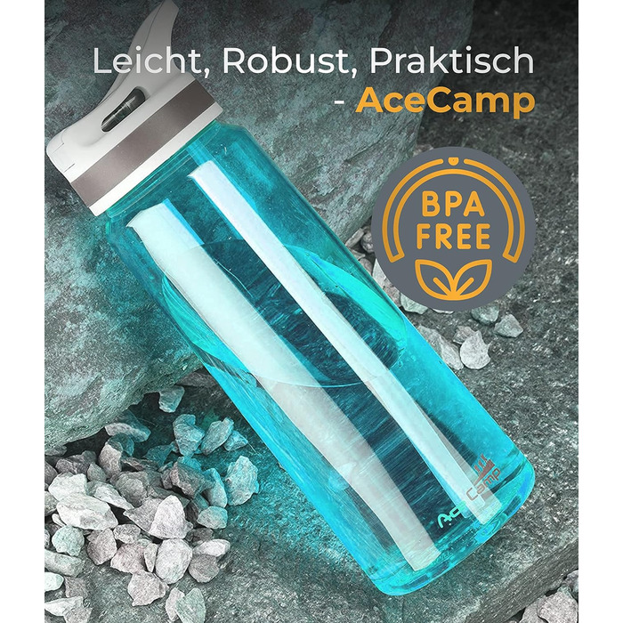 Пляшка для води AceCamp TRITAN 750 мл, спортивна, BPA-free, з подвійною кришкою, синя, набір 2 шт.