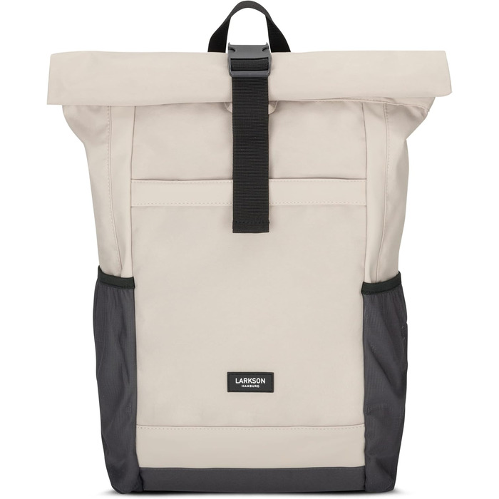 Жіночий рюкзак LARKSON Rolltop No 2, бежево-сірий, для ноутбука 16'' – водостійкий, антивандальний, для школи, університету, роботи, велосипеда, екологічний