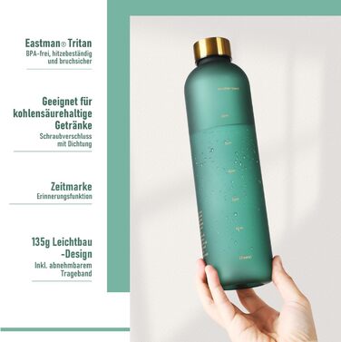 Спортивна пляшка для води Opard 1л/800мл, Tritan, без BPA, для фітнесу та занять спорту, зелений колір