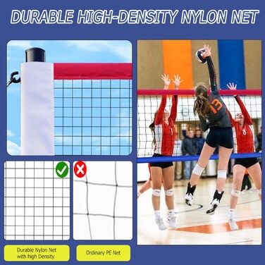 Портативний волейбольний набір для вулиці з регульованими алюмінієвими стійками, антизапітніюче покриття, для двору, трави