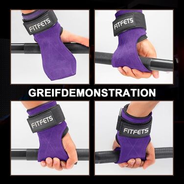 Лідши для важкої атлетики Zughilfen: шкіряні ремені для тренувань, бодібілдингу, пауерліфтингу та фітнесу (фіолетовий)