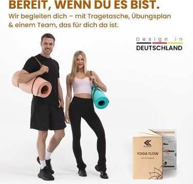 Йога мат для занять йогою, пілатесом та силовим тренуванням - німецької розробки, з неслизькою поверхнею та захистом суглобів, 2 товщини (1,0 та 1,5 см), м'яка спортивна килимок для гімнастики, туркіс