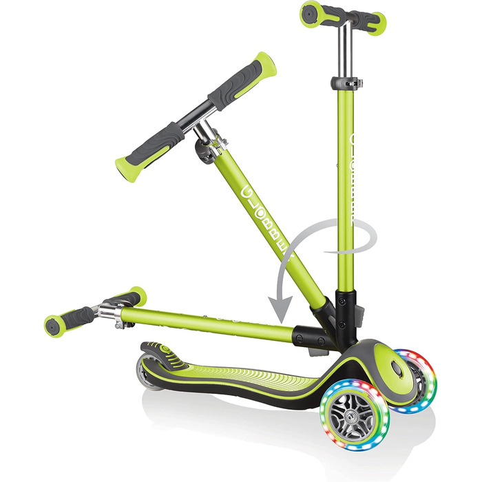 Дитячий самокат GLOBBER Elite Roller, 3-колісний, світлодіодні колеса, регульована висота, для дітей від 3 років, 120/80 мм, підшипники ABEC 5