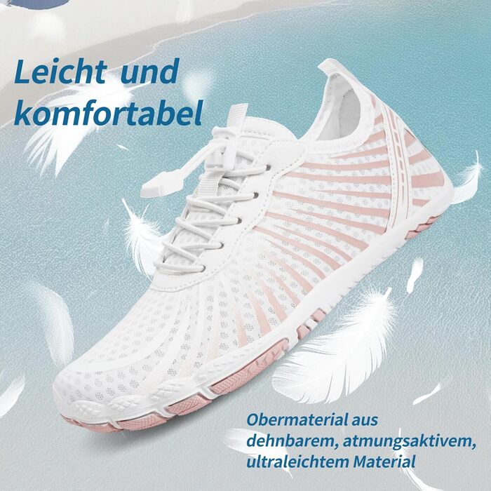 Водні шкарпетки WateLves: унісекс, для чоловіків та жінок, швидко сохнуть, з антиковзкою підошвою та широкою носовою коробкою. Білий, оранжевий, 39 EU