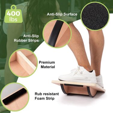 Дерев'яна баланс-дошка, неслизька поверхня, для тренування корпусу та гомілковостопного суглоба