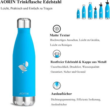 Термос AORIN вакуумний ізольований, 350/500/750 мл, пляшка для води, BPA Free, 24 год холоду та 12 год тепла, для дітей, школи, спорту, фітнесу, велосипеда, на вулицю