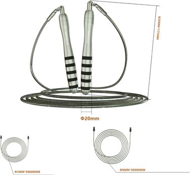 Стрибкове канат MOGOLD зі швидкими пружинами та вагами, змінні 2 мм та 5 мм подвійні канати, система швидкого кріплення для CrossFit, Double Unders, HIIT – регульоване 3–3 м швидке канат для чоловіків/жінок/дітей, чорний