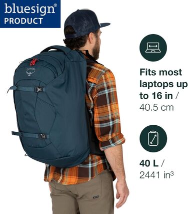 Чоловічий туристичний рюкзак Osprey Farpoint 40 л, для подорожей, сірий