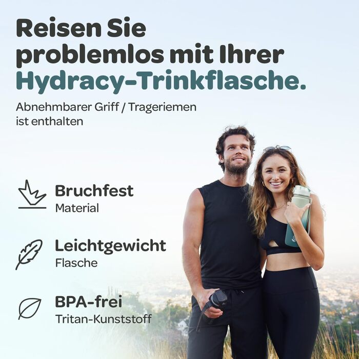 Водяна пляшка Hydracy 1л з вставкою для фруктів - спортивна, BPA-free, з таймером, противитікання, без конденсату, салатово-блакитна