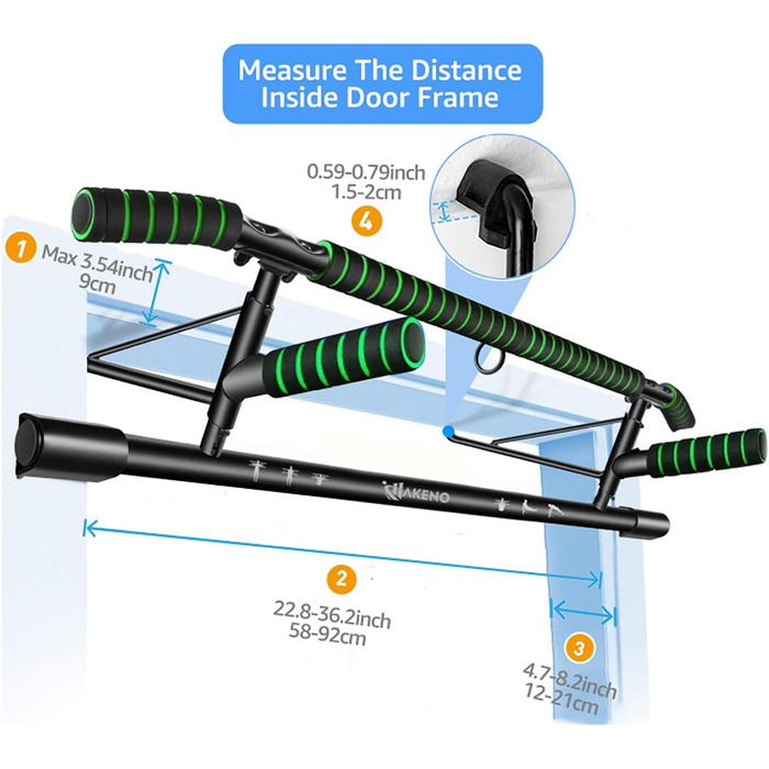 HAKENO Турнік для турніків на двері, стійкий (до 200 кг) - Фітнес-тренажер для дому з петлею