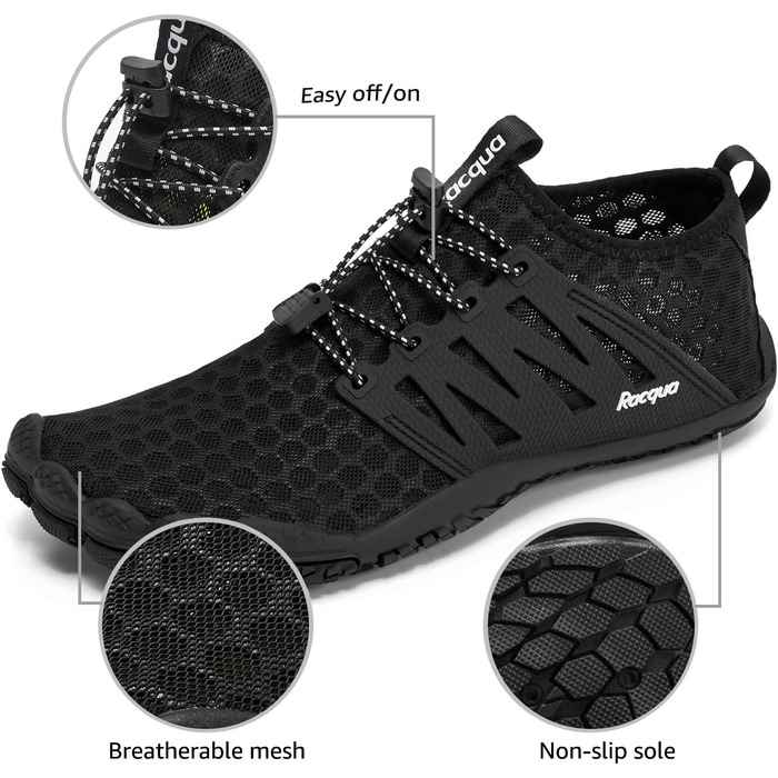 Racqua Композитна сітка, водяні черевики для чоловіків та жінок (42 EU, Wz114 Black)