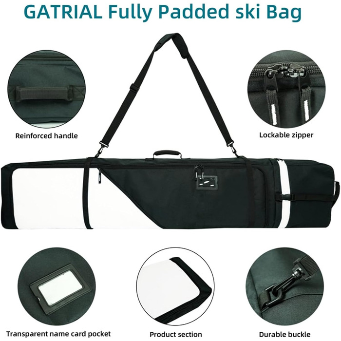 Чохол для сноуборда AUMTISC, чорний/синій, для сноубордів 155-180 см, водонепроникний, з регульованими ременями