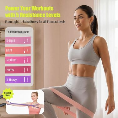 Pilates Set MaxU для жінок: коло 35 см, м'яч, гумові стрічки, кільце з лічильником та шкарпетки. Ідеальний набір для домашніх тренувань для початківців. Рожевий колір.