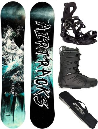 Чоловічий комплект для сноуборду Airtracks: сноуборд Under Flat Zero Rocker Wide 159 см, кріплення Master, черевики Star Black 47, сумка для сноуборду