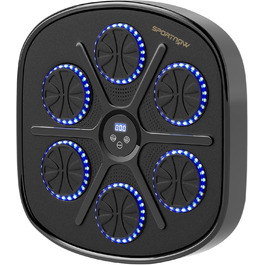 Музична боксерська машина SPORTNOW з LED-підсвіткою, Bluetooth, настінний боксерський мішень для дому, чорна