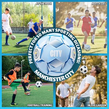 М'яч для футболу Manchester City FC, ліцензійний, розмір 3 або 5, подарунок для фанатів (світло-блакитний)