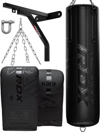 Боксерський мішок RDX 145см з наповнювачем 50кг, шкіра Maya Hide, з рукавичками та сталевим тросом. Ідеально для боксу, фітнесу, кікбоксингу, MMA, муай-тай, карате. Комплект з 3 шт.