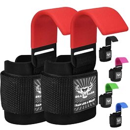 Набори для важкої атлетики BEAST RAGE: хрестовини, ремені для зап'ястя, неопренові пов'язки, неслизькі фітнес-бандажі для чоловіків та жінок (червоний)