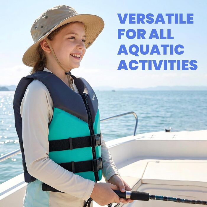 Спасальний жилет для плавання Gogokids Junior 30-50 кг, регульований, неопрен, для підлітків та юнаків, для каяку, SUP, басейну, 6-11 років (зелений)