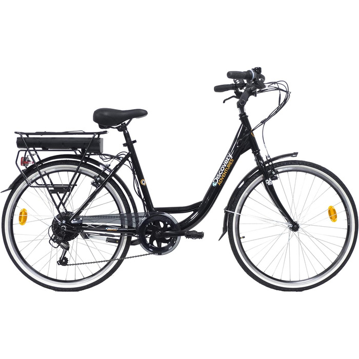Електровелосипед Denver Discovery E4000, міський, 26 дюймів, Shimano 6 швидкостей, для жінок, чорний