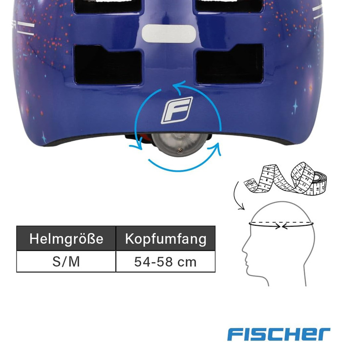 Дитячий велосипедний шолом FISCHER BMX з LED-підсвіткою, шолом для велоспорту, захисний шолом для дітей, Dirt Bike, інтегроване заднє світло