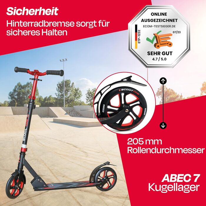 Алюмінієвий самокат S1 / S2 – регульований по висоті, ABEC 7 (червоний, Scooter S 1 Pro)