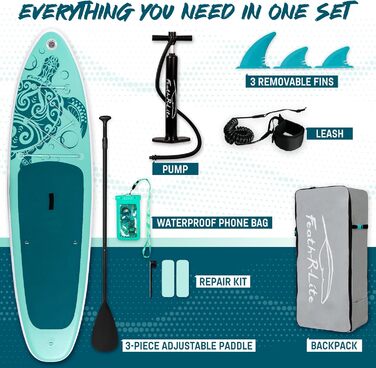 SUP дошка FEATH-R-LITE надувна, 3м, блакитно-зелена + весло, насос, рюкзак. Підходить для початківців та досвідчених райдерів.