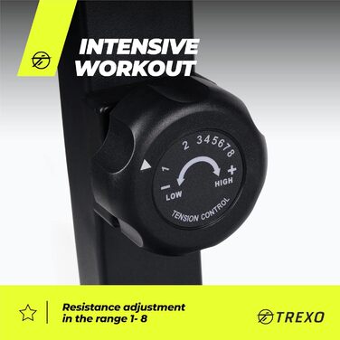 TREXO Hex стаціонарний велотренажер з комп'ютером, магнітною системою навантаження, міцна конструкція, маховик 4 кг, чорний EB-H02