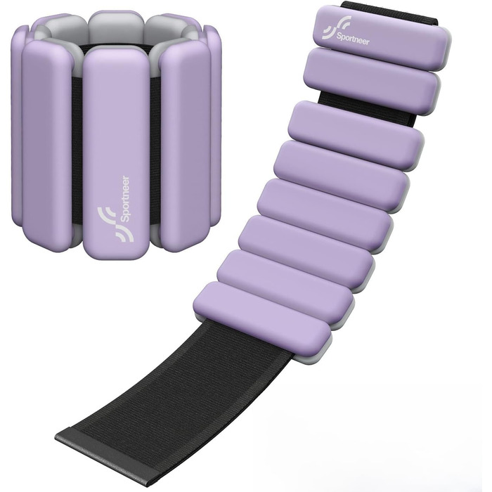 Набір манжет для ніг Sportneer 2 шт. (0,5 кг та 1 кг) для йоги, танців, аеробіки, фітнесу, ліловий