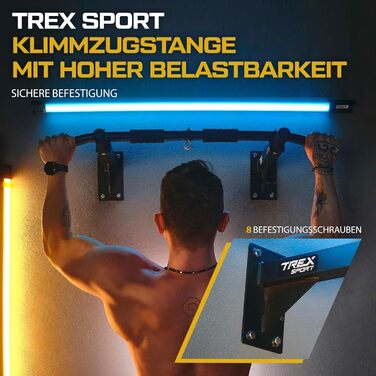 Турнік для підтягувань TREX SPORT TX-030PB настінний, 6 нековзних ручок, петля для боксерського мішка, до 250 кг