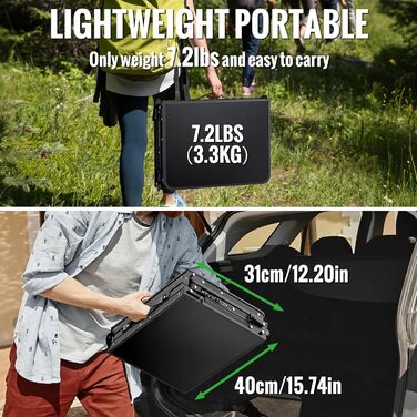 Складаний туристичний стіл GARLLEN 87x40 см, 3 положення висоти (26/48/70 см), чорний. Підходить для кемпінгу, пікніка, саду, грилю.