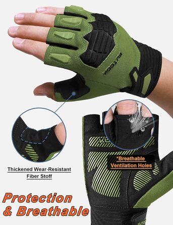 Велосипедні рукавички KUTOOK MTB для катання літом. Рукавички з захистом долоні 5 мм, сенсорний екран, дихаючі. Розмір M, колір зелений