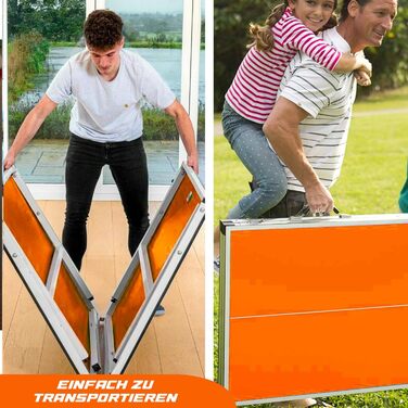 Стіл для настільного тенісу EasyPong Orange 182x91 см, преміум-якість, для дому та вулиці, з ракетками та м'ячами, легкий та міцний
