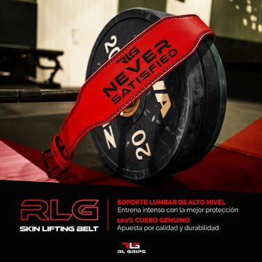 Шкіряний фітнес-пояс RL Grips XL червоний — пояс для важкої атлетики, пауерліфтингу, тренажерної зали, з м'якою підтримкою попереку