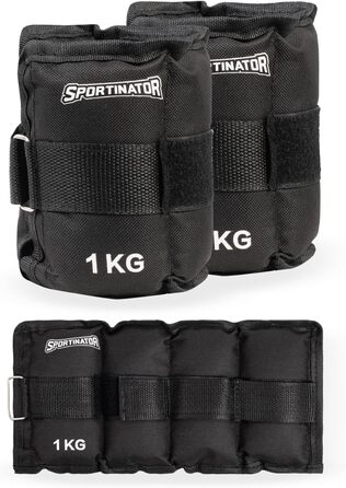 SPORTINATOR Наручні та гомілкові обважнювачі з регульованою липучкою, набір 2 шт. по 1 кг для тренувань, для жінок і чоловіків