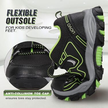 Дитячі кросівки UOVO для бігу, туризму та трекінгу, водонепроникні, розмір 27-40, чорно-зелені