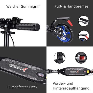 GYMAX Станкер для трюків (вікові обмеження: діти та дорослі), розкладний, з колесами 200 мм, подвійна підвіска, дзвінок та ремінь для перенесення, до 100 кг, блакитний